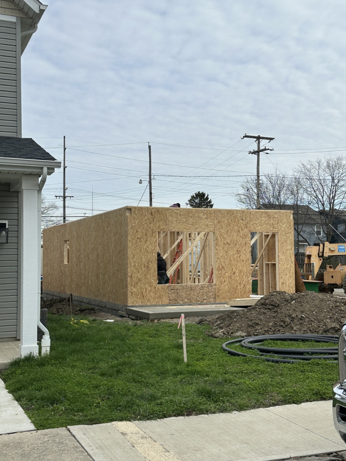WJ3 Singles home under construction with framing and sheathing